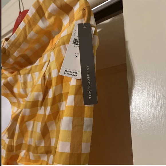 New Anthropologie S/W/F Jolie Gingham Tapered Pants $249 SMALL Yellow - Picture 3 of 4